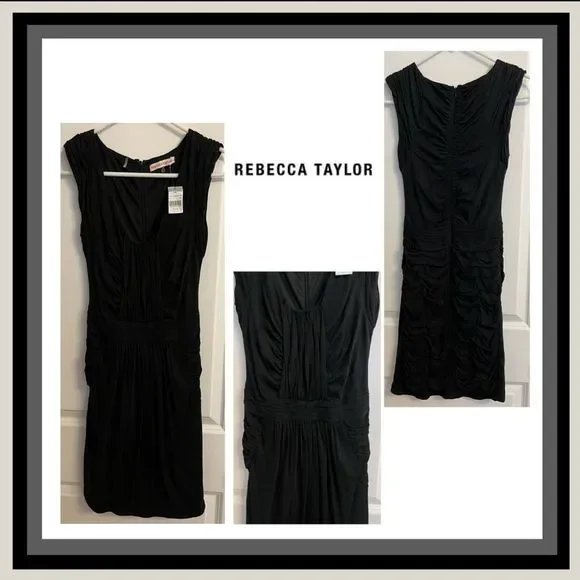 Rebecca Taylor Dresses | Nwt Rebecca Taylor Black Ruched Fully Lined Jersey Dress Size Xs | Color: Black | Size: Xs | The_Raven_Quoth's Closet